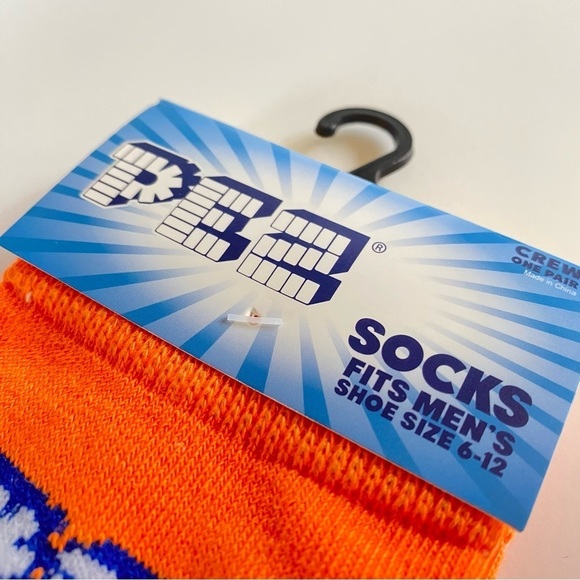 PEZ | Orange Novelty Crew Socks with PEZ Candies and Logo Men’s Size 6-12 - Picture 5 of 6
